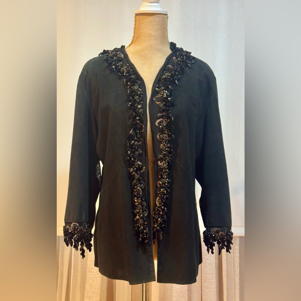 Roberto Cavalli Black Embellished Blazer Limited Edition, genuine suede, XL